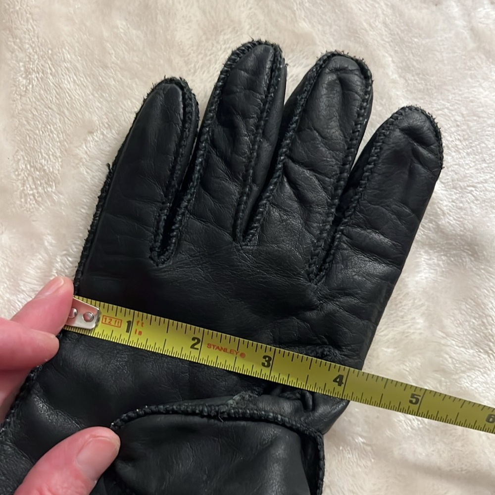 NWOT 🧤 VINTAGE FOWNES FLEECE LINED SOFT WARM BLACK LEATHER GLOVES Women’s L - Picture 10 of 13
